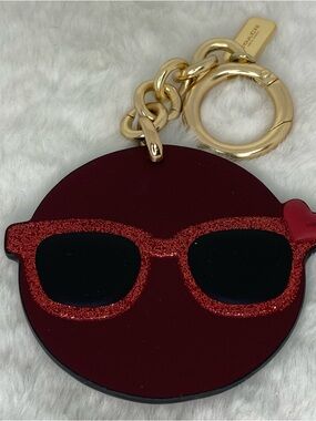 COACH SHADY EMOJI LEATHER BAG CHARM KEYCHAIN